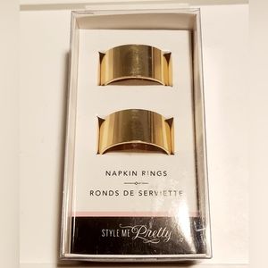 NWT STYLE ME PRETTY WEDDING GOLD ENAMEL ROUND NAPKIN RING DUO!